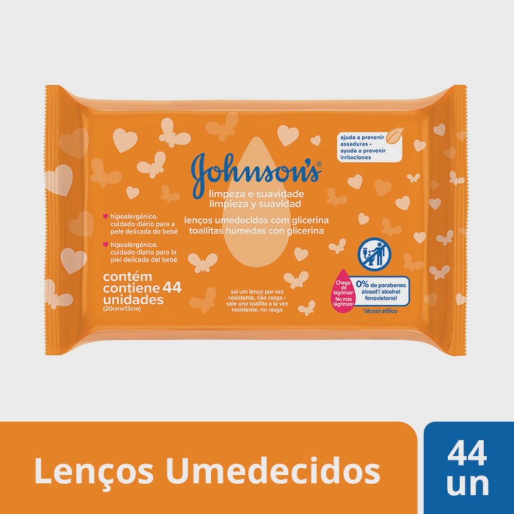 Johnson's Lenço Umedecido Pele Delicada 44 un.