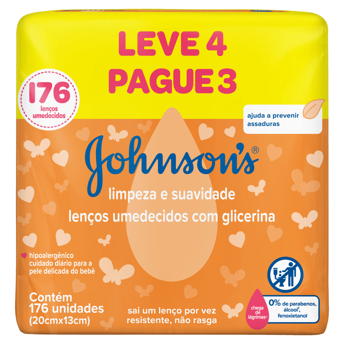 Lenço Umedecido Johnson's Hipoalergênico 176un